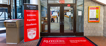 Entrance lobby of Robert Wood Johnson Library for Health Sciences