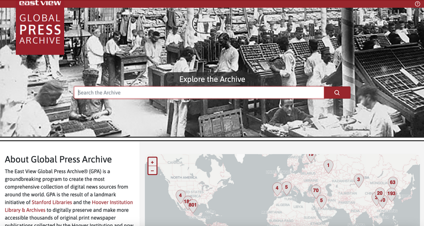 Screenshot of Global Press Archive homepage