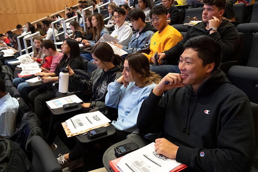 Rutgers students in classroom.