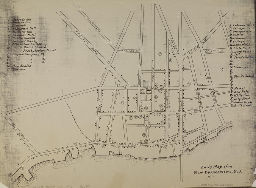 Early map of New Brunswick, NJ