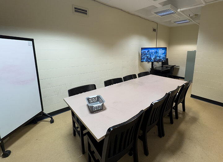 Interior View of Robeson Study Room L16, Highlighting Display and Whiteboard