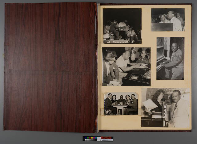 Basie photo album with musical performance pictures (photo courtesy of the Conservation Center for Art & Historic Artifacts).