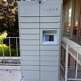 Pickup locker outside library entrance