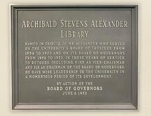 Archibald S. Alexander Library plaque.
